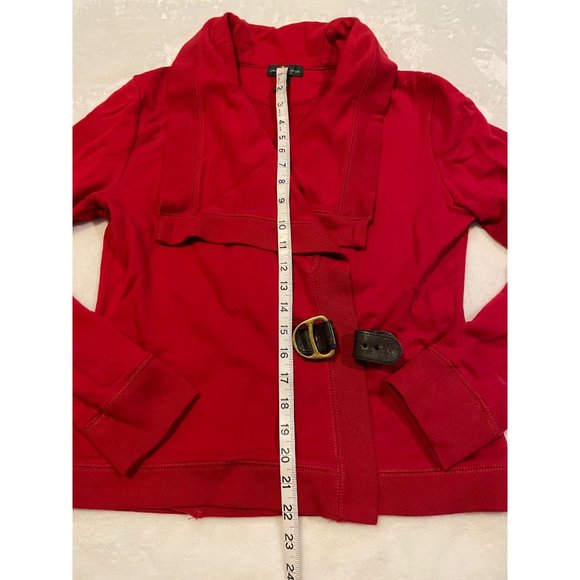 LRL Lauren Jeans Co Ralph Red Jacket Cardigan Sweater Top Buckle Closure - Picture 8 of 10